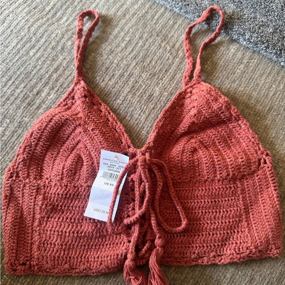 Crochet Halter Top in Coral